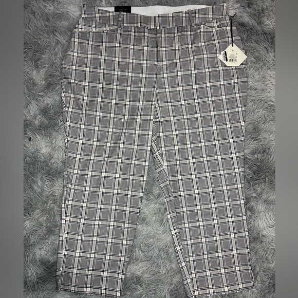 Ava & Viv Pants - NWT Ava & Viv Lightweight High Rise Plaid Ankle Trousers - Cream Plaid Size 20